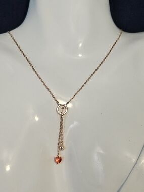 Rose Gold Heart Drop Pendant Necklace - Women Jewelry